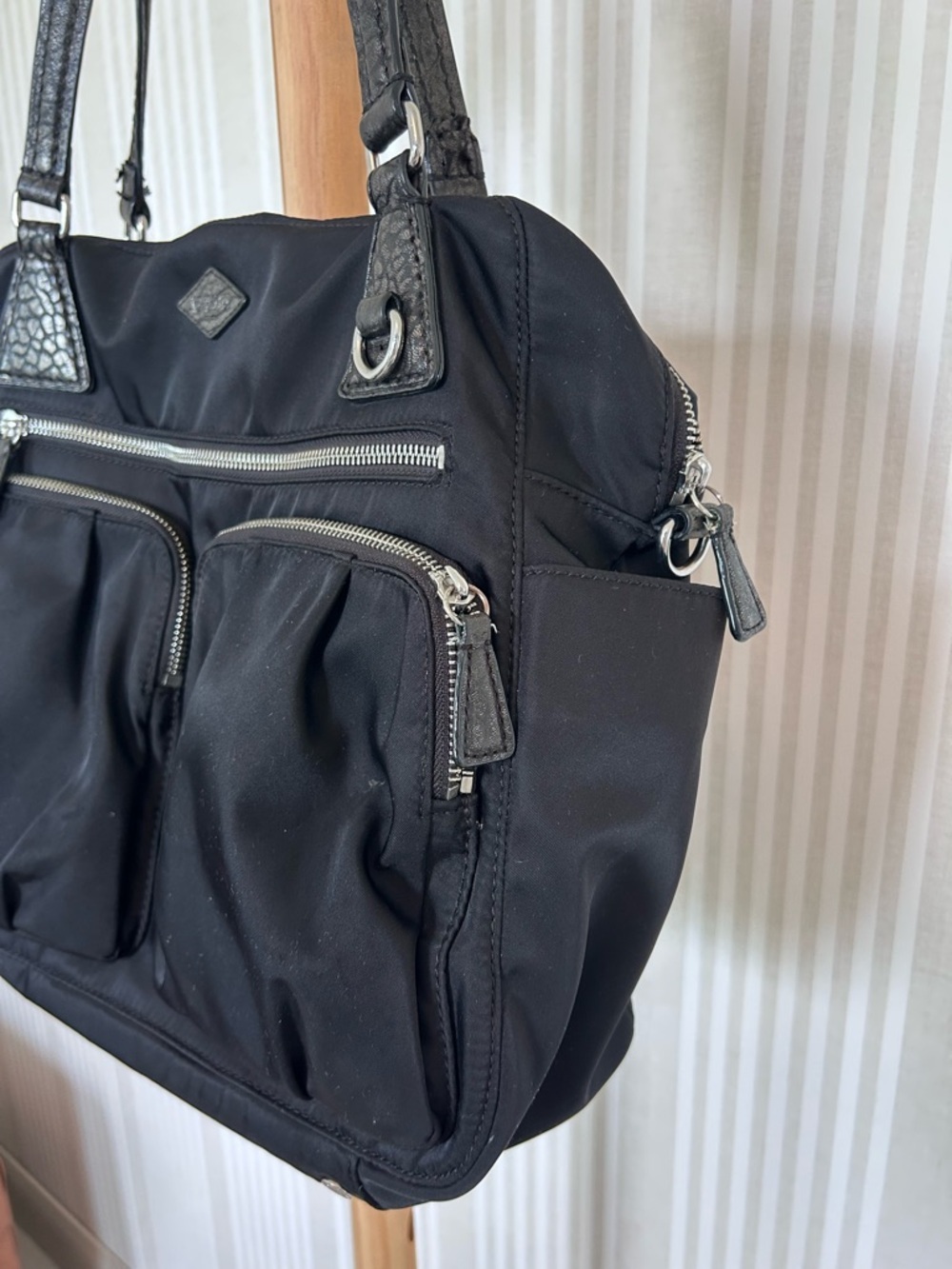 MZ Wallace Roxy Women's Black Nylon Tote Bag with Multiple Pockets - Picture 9 of 12